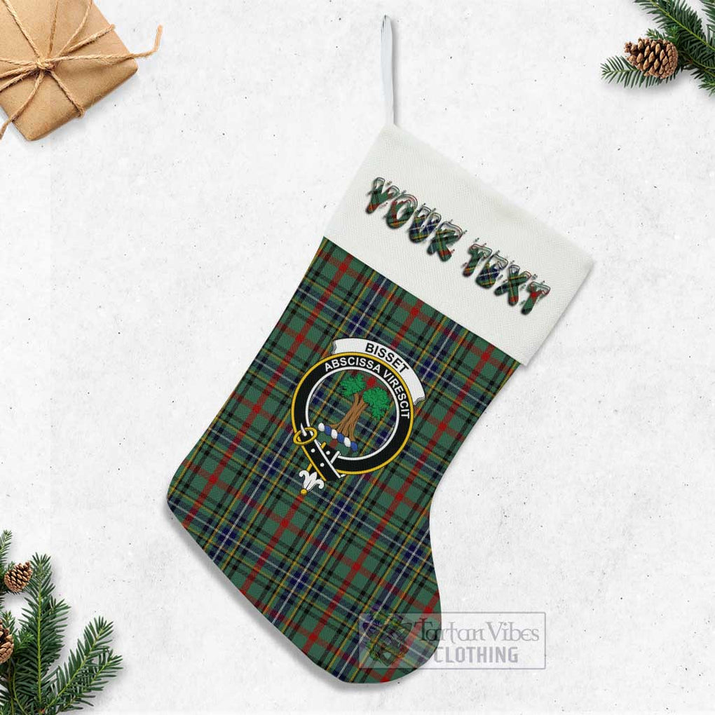 Tartan Vibes Clothing Bisset Tartan Family Crest Christmas Stocking with Personalized Text