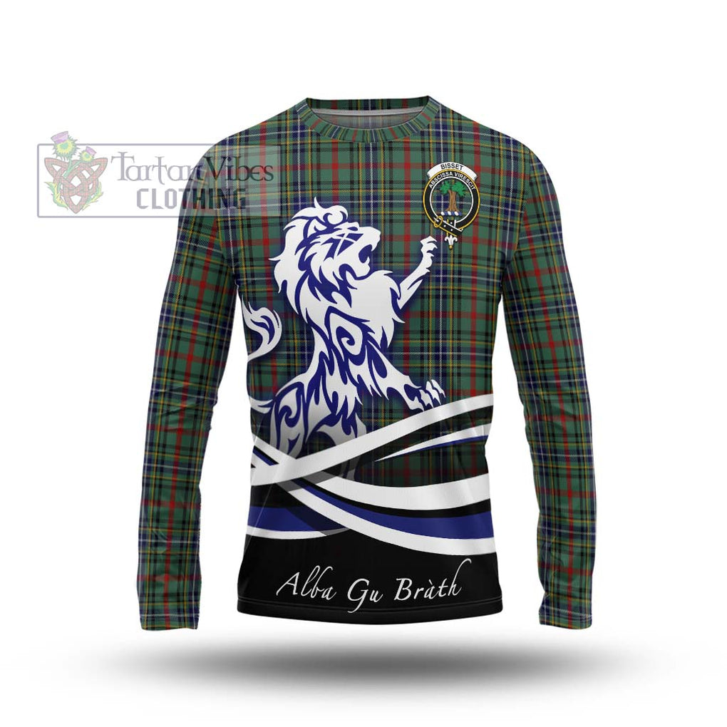 Bisset Tartan Long Sleeve T-Shirt with Alba Gu Brath Regal Lion Emblem Unisex - Tartan Vibes Clothing