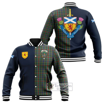 Bisset Tartan Baseball Jacket Alba with Scottish Lion Royal Arm Half Style Unisex - Tartan Vibes Clothing