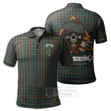 Bisset Tartan Polo Shirt with Family Crest and Bearded Skull Holding Bottles of Whiskey Kid - Tartan Vibes Clothing