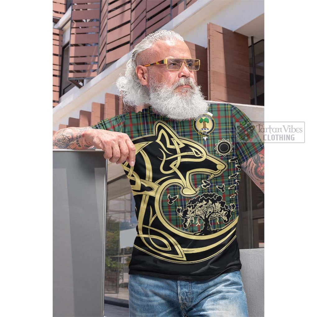 Bisset Tartan Cotton T-shirt with Family Crest Celtic Wolf Style Men's Shirt - Tartan Vibes Clothing