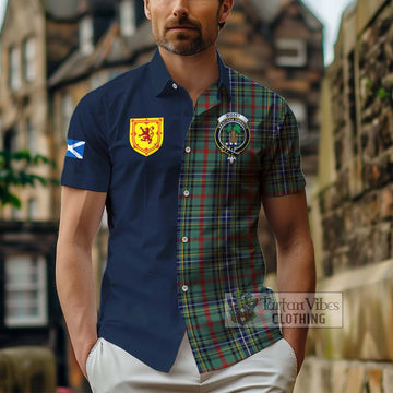 Bisset Tartan Hawaiian Shirt Alba with Scottish Lion Royal Arm Half Style - Tartan Vibes Clothing