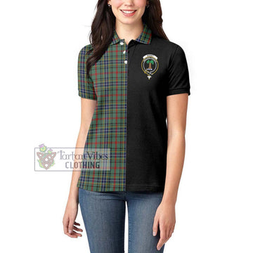 Bisset Tartan Women's Polo Shirt with Family Crest and Half Of Me Style - Tartan Vibes Clothing