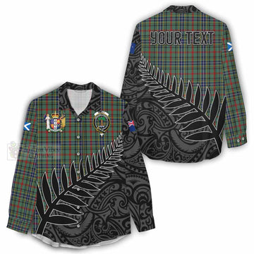 Bisset Crest Tartan Women's Casual Shirt with New Zealand Silver Fern Half Style - Tartan Vibes Clothing