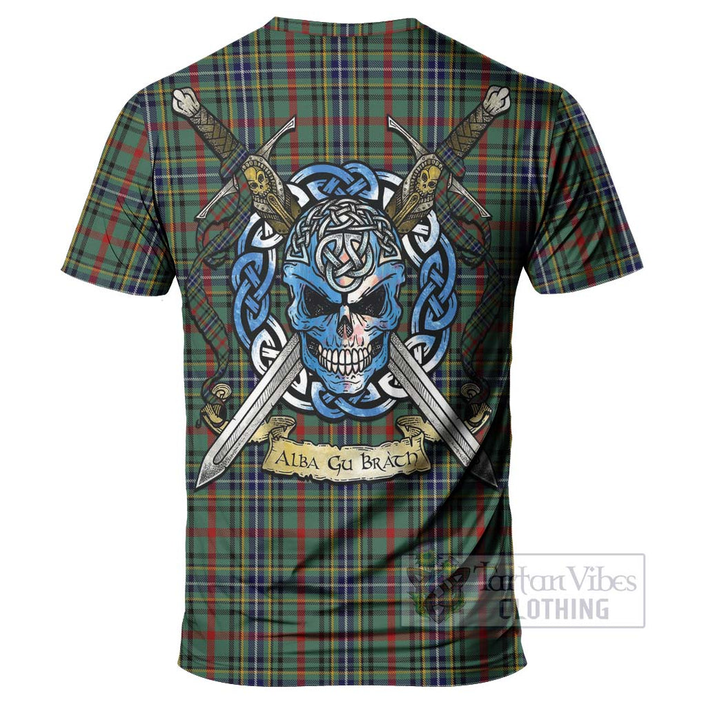 Bisset Tartan T-Shirt with Family Crest Celtic Skull Style - Tartan Vibes Clothing