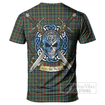 Bisset Tartan T-Shirt with Family Crest Celtic Skull Style - Tartan Vibes Clothing
