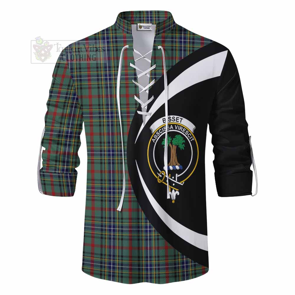 Bisset Tartan Ghillie Kilt Shirt with Family Crest Circle Style - Tartan Vibes Clothing