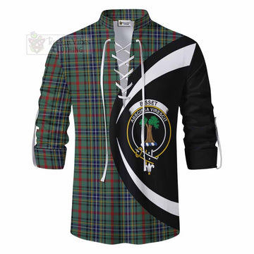 Bisset Tartan Ghillie Kilt Shirt with Family Crest Circle Style - Tartan Vibes Clothing