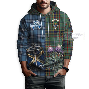 Bisset Tartan Hoodie Happy St. Andrew's Day Half Tartan Style - Tartan Vibes Clothing