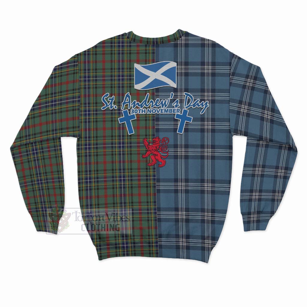 Bisset Tartan Sweatshirt Happy St. Andrew's Day Half Tartan Style - Tartan Vibes Clothing
