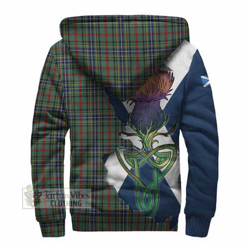 Tartan Vibes Clothing Bisset Tartan Family Crest Sherpa Hoodie Scottish Thistle Celtic Inspired
