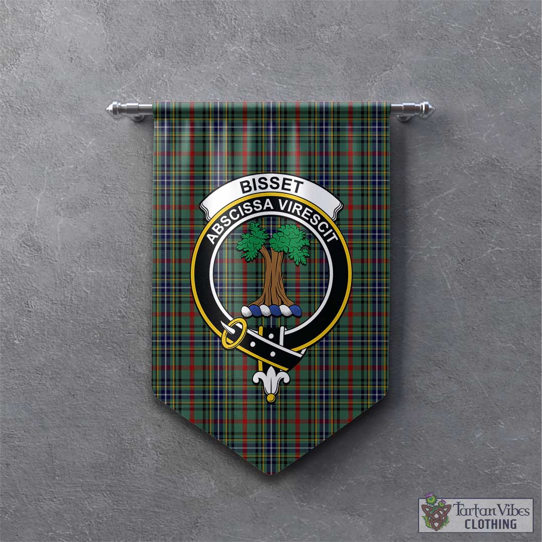 Bisset Tartan Gonfalon, Tartan Banner with Family Crest - Tartan Vibes Clothing