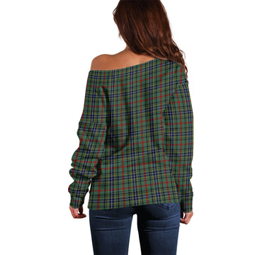 Bisset Tartan Off Shoulder Women Sweater with Family Crest - Tartan Vibes Clothing