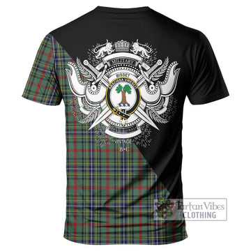 Bisset Tartan T-Shirt with Family Crest and Military Logo Style - Tartan Vibes Clothing