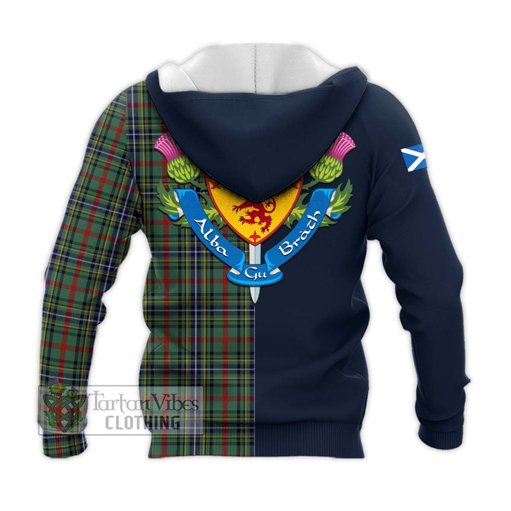 Bisset Tartan Knitted Hoodie Alba with Scottish Lion Royal Arm Half Style - Tartan Vibes Clothing