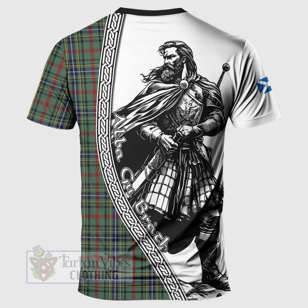 Bisset Tartan Clan Crest T-Shirt with Highlander Warrior Celtic Style - Tartan Vibes Clothing