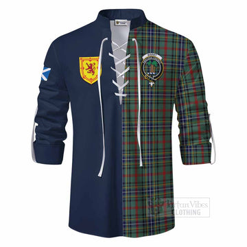 Bisset Tartan Ghillie Kilt Shirt Alba with Scottish Lion Royal Arm Half Style - Tartan Vibes Clothing