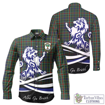 Bisset Tartan Long Sleeve Button Up Shirt with Alba Gu Brath Regal Lion Emblem - Tartan Vibes Clothing