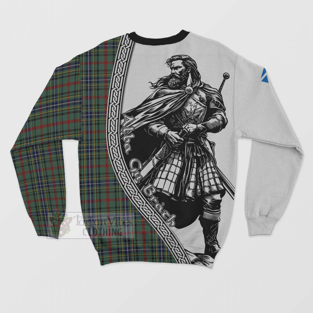 Bisset Tartan Clan Crest Sweatshirt with Highlander Warrior Celtic Style - Tartan Vibes Clothing