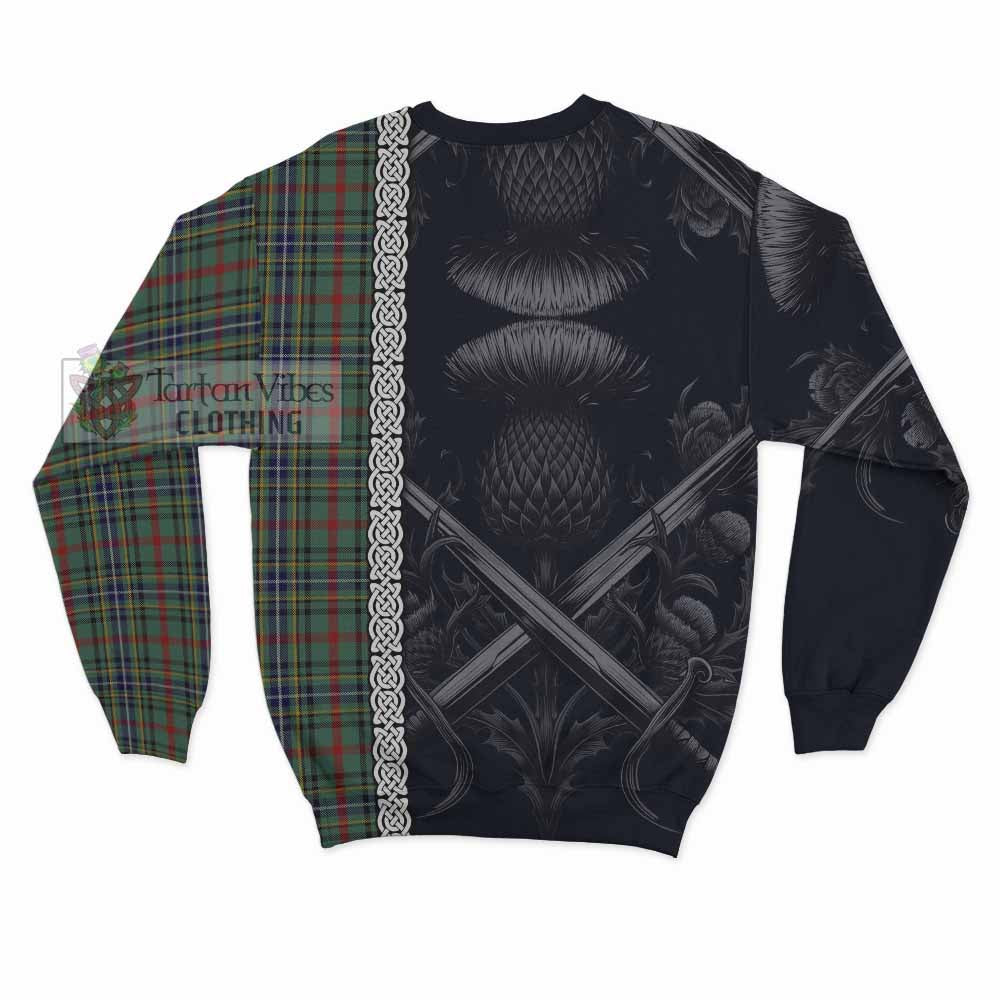 Bisset Tartan Sweatshirt with Family Crest Cross Sword Thistle Celtic Vibes - Tartan Vibes Clothing