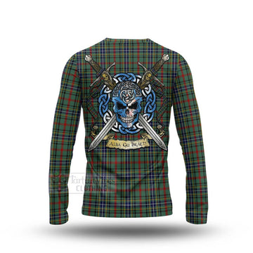 Bisset Tartan Long Sleeve T-Shirt with Family Crest Celtic Skull Style - Tartan Vibes Clothing
