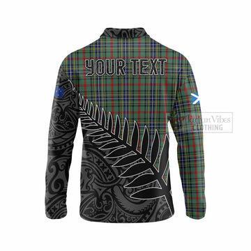 Bisset Crest Tartan Long Sleeve Polo Shirt with New Zealand Silver Fern Half Style - Tartan Vibes Clothing