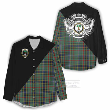 Bisset Tartan Women's Casual Shirt with Family Crest and Military Logo Style - Tartan Vibes Clothing