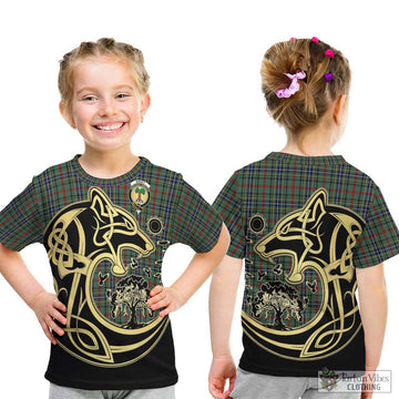Bisset Tartan Kid T-Shirt with Family Crest Celtic Wolf Style - Tartan Vibes Clothing