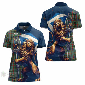 Bisset Tartan Family Crest Women's Polo Shirt with Scottish Majestic Lion - Tartan Vibes Clothing