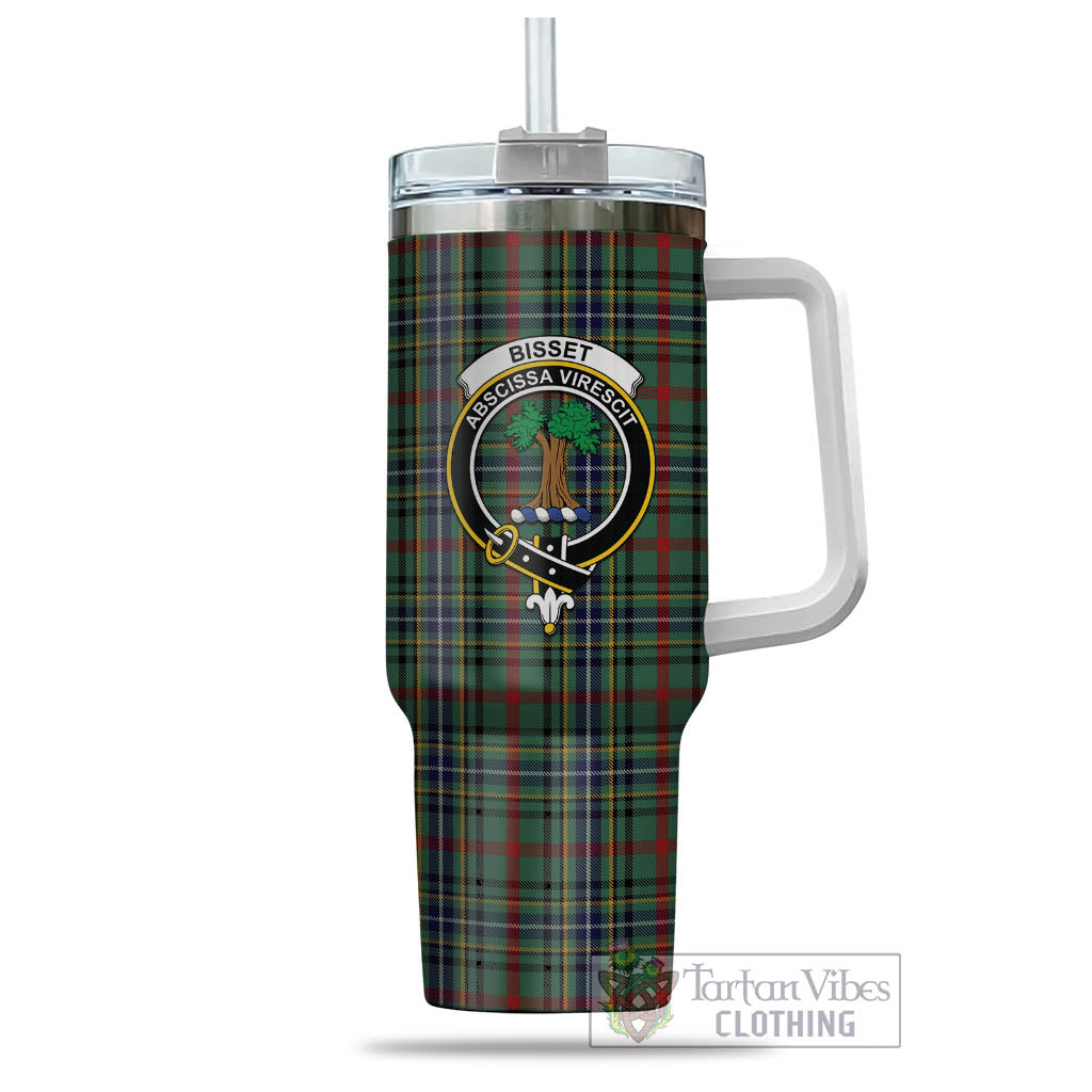 Bisset Tartan Tumbler with Handle with Family Crest - Tartan Vibes Clothing