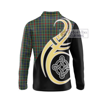 Bisset Tartan Long Sleeve Polo Shirt with Family Crest and Celtic Symbol Style - Tartan Vibes Clothing