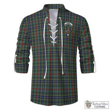 Bisset Tartan Men's Scottish Traditional Jacobite Ghillie Kilt Shirt with Family Crest