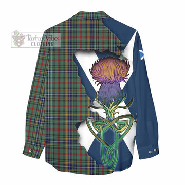 Tartan Vibes Clothing Bisset Tartan Family Crest Women's Casual Shirt Scottish Thistle Celtic Inspired