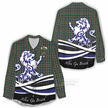 Bisset Tartan Women's Casual Shirt with Alba Gu Brath Regal Lion Emblem - Tartan Vibes Clothing