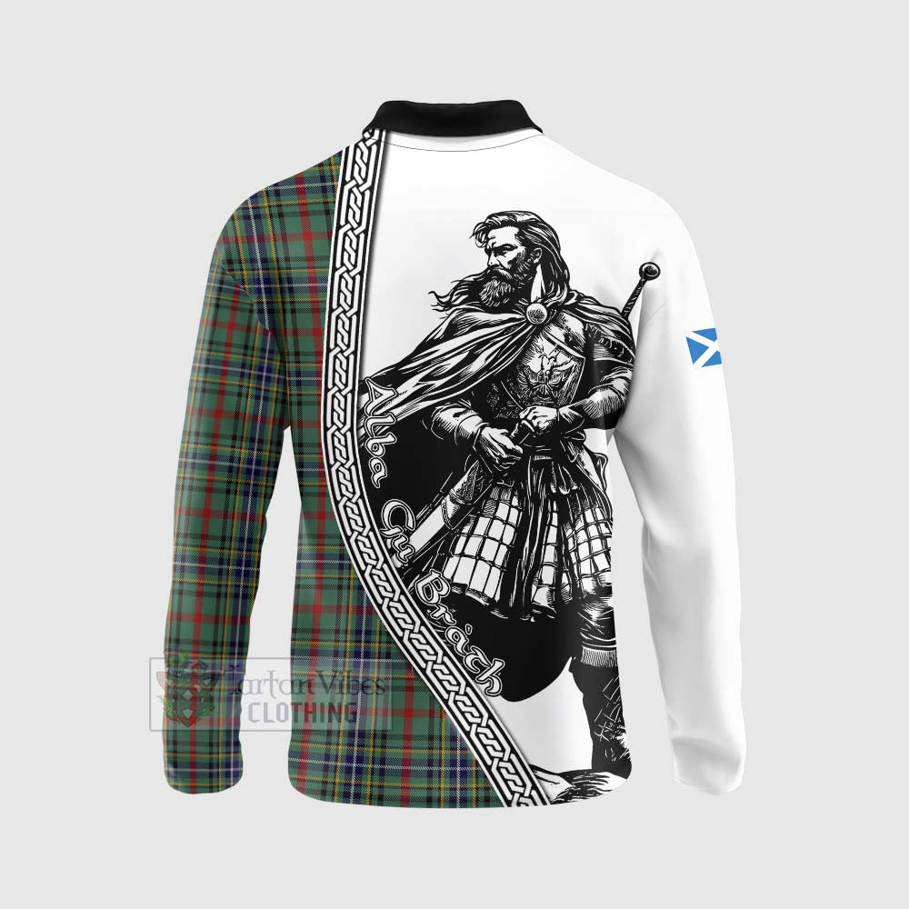Bisset Tartan Clan Crest Long Sleeve Polo Shirt with Highlander Warrior Celtic Style - Tartan Vibes Clothing