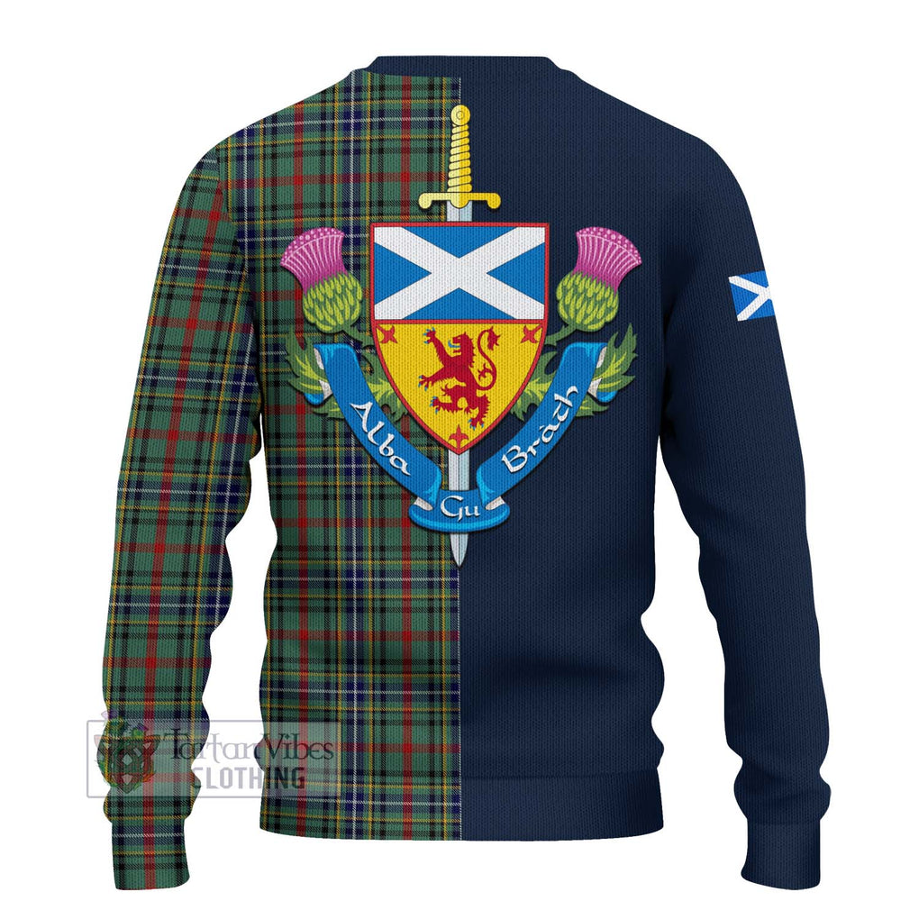 Bisset Tartan Ugly Sweater Alba with Scottish Lion Royal Arm Half Style - Tartan Vibes Clothing