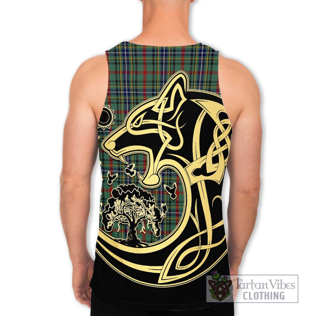 Bisset Tartan Men's Tank Top with Family Crest Celtic Wolf Style - Tartan Vibes Clothing