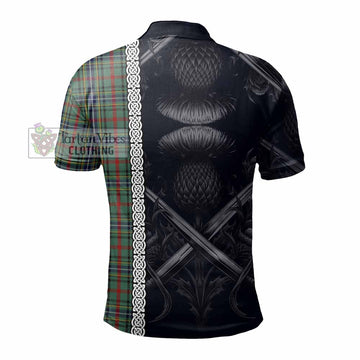 Bisset Tartan Polo Shirt with Family Crest Cross Sword Thistle Celtic Vibes - Tartan Vibes Clothing