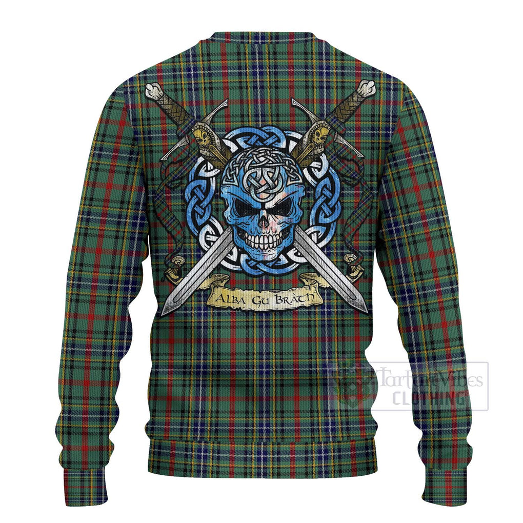 Bisset Tartan Ugly Sweater with Family Crest Celtic Skull Style - Tartan Vibes Clothing