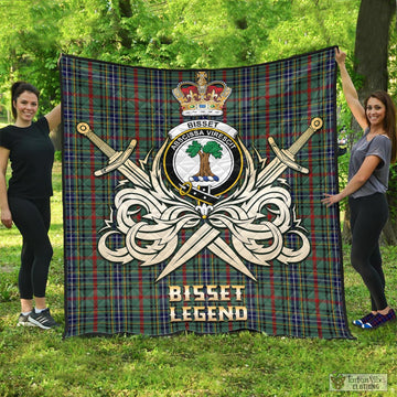 Bisset Tartan Quilt with Clan Crest and the Golden Sword of Courageous Legacy - Tartan Vibes Clothing