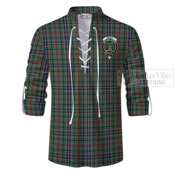 Bisset Tartan Ghillie Kilt Shirt with Family Crest and Bearded Skull Holding Bottles of Whiskey - Tartan Vibes Clothing