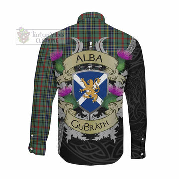 Bisset Tartan Family Crest Long Sleeve Button Shirt Lion Rampant Royal Thistle Shield Celtic Inspired Men's Shirt - Tartan Vibes Clothing