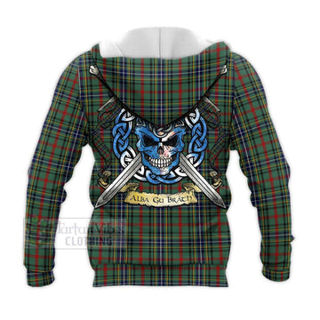 Bisset Tartan Knitted Hoodie with Family Crest Celtic Skull Style - Tartan Vibes Clothing