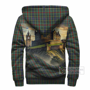 Bisset Tartan Family Crest Sherpa Hoodie with Scottish Ancient Castle Style - Tartan Vibes Clothing