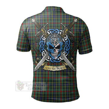 Bisset Tartan Polo Shirt with Family Crest Celtic Skull Style - Tartan Vibes Clothing