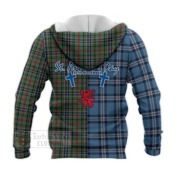 Bisset Tartan Knitted Hoodie Happy St. Andrew's Day Half Tartan Style - Tartan Vibes Clothing