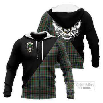 Bisset Tartan Knitted Hoodie with Family Crest and Military Logo Style Unisex Knitted Zip Hoodie - Tartan Vibes Clothing