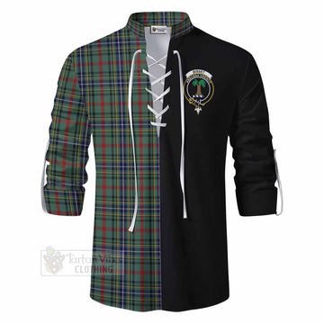 Bisset Tartan Ghillie Kilt Shirt with Family Crest and Half Of Me Style - Tartan Vibes Clothing