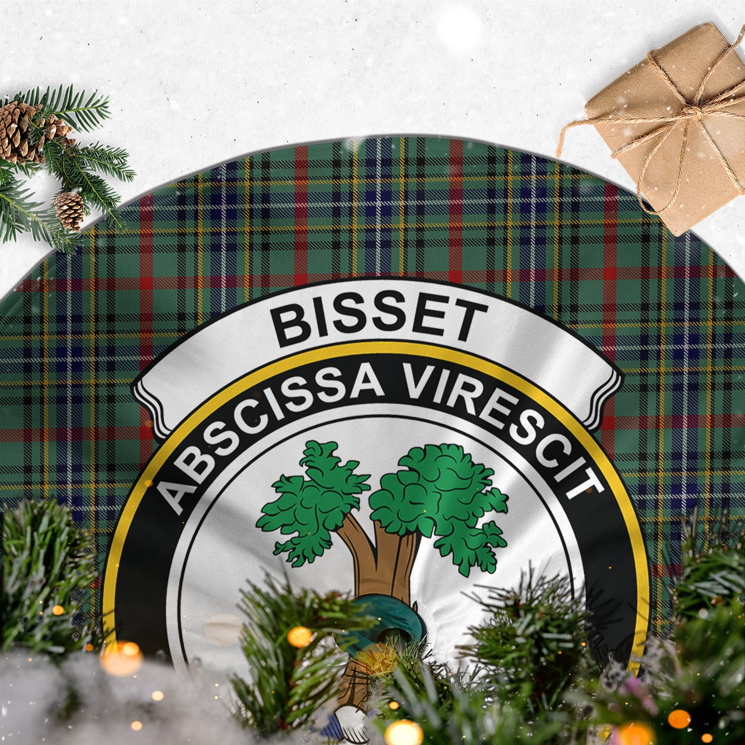 Bisset Tartan Christmas Tree Skirt with Family Crest - Tartan Vibes Clothing