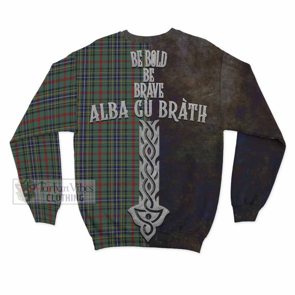 Bisset Tartan Family Crest Sweatshirt Alba Gu Brath Be Brave Lion Ancient Style - Tartan Vibes Clothing